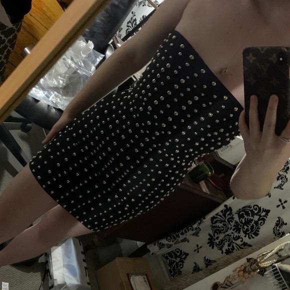 Forever 21 Black Studded Bodycon Tube Dress - Picture 2 of 7